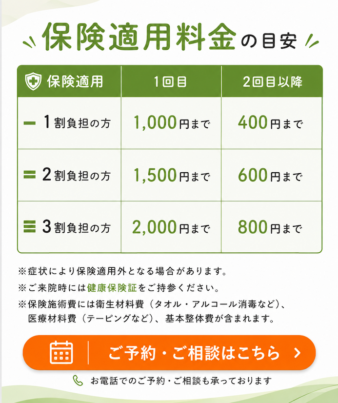 NAOSEL大江整骨院 肩こり 費用の目安